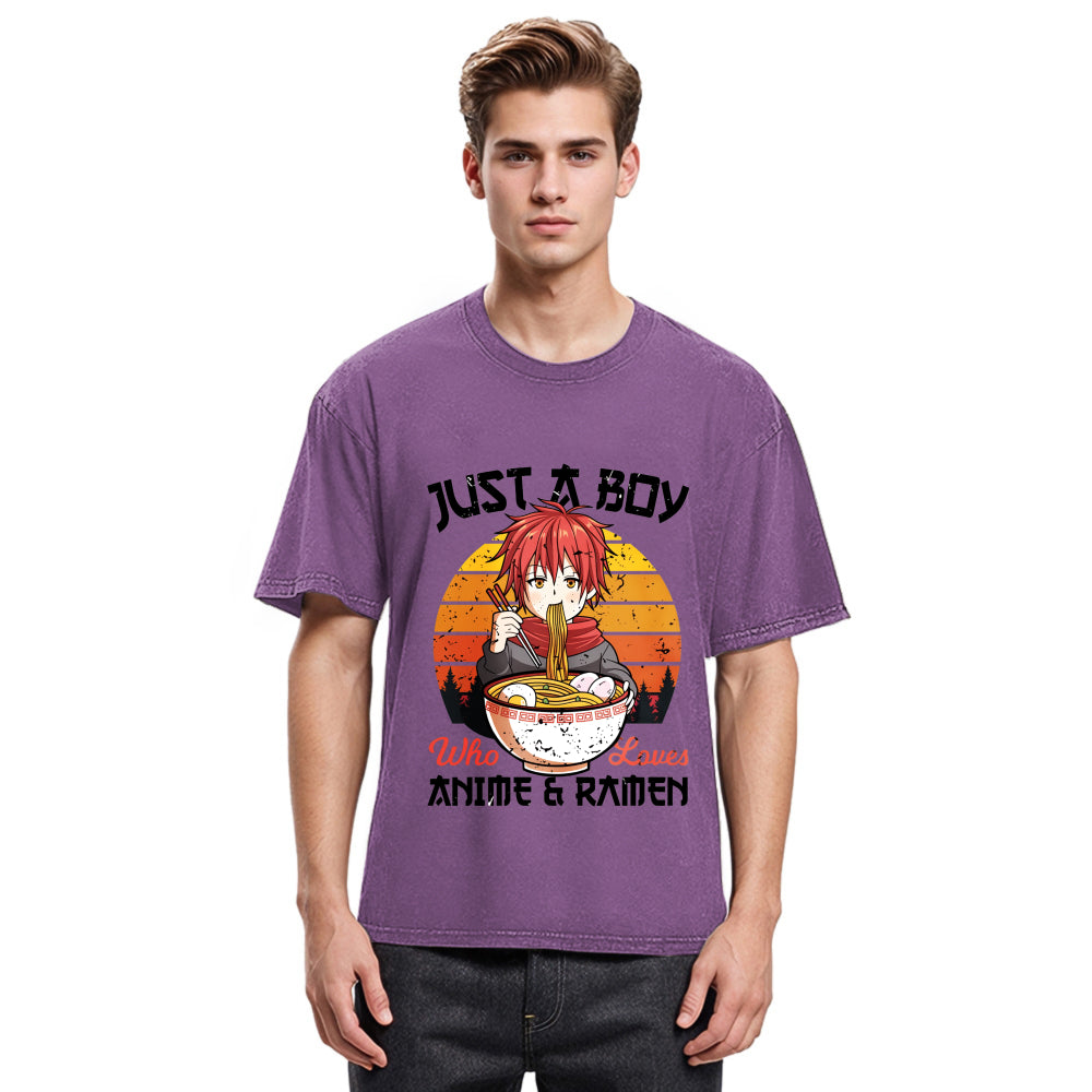 Tokyosol Just A Boy Who Loves Anime And Ramen Washed T Shirt