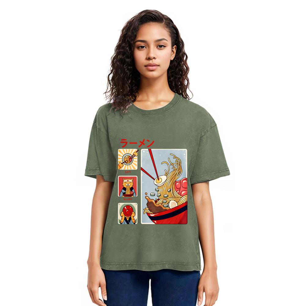 Tokyosol Making Ramen Steps To Cats Washed T-Shirt