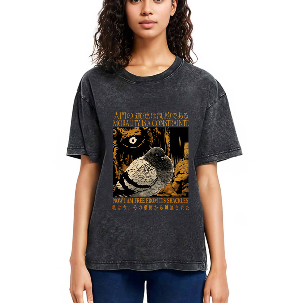 Tokyosol Morality Is A Constraint Funny Pigeon Washed T Shirt