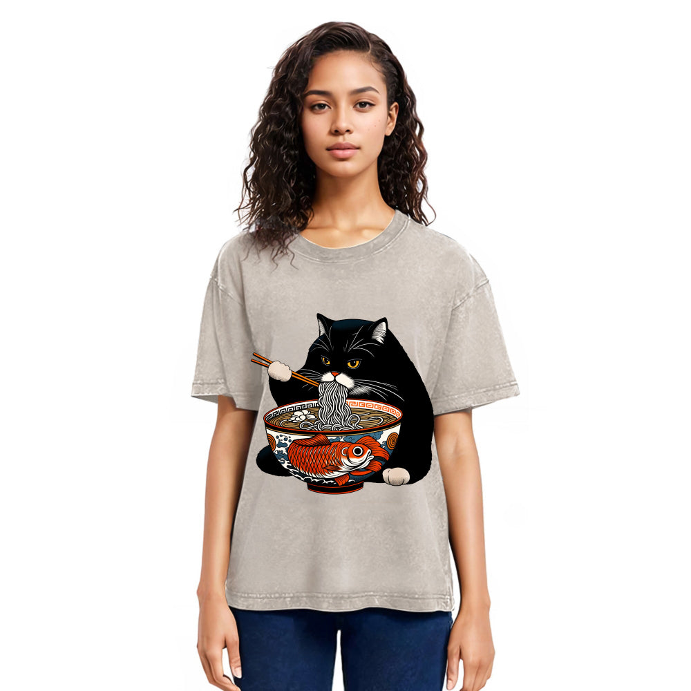 Tokyosol Fat Cat Eating Ramen Classic T-Shirt