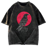 Tokyosol Viking Raven Crow Witchcraft Occult Pagan Washed T Shirt