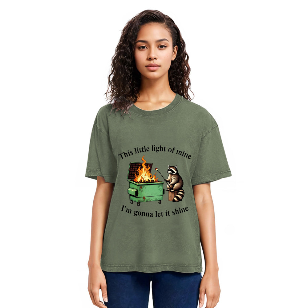 Tokyosol Dumpster Fire Raccoon Washed T Shirt