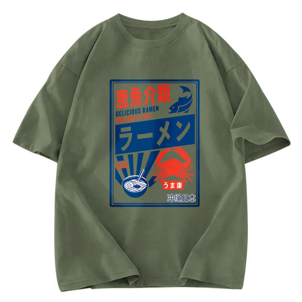 Tokyosol Ramen Japanese Hiragana Washed T Shirt