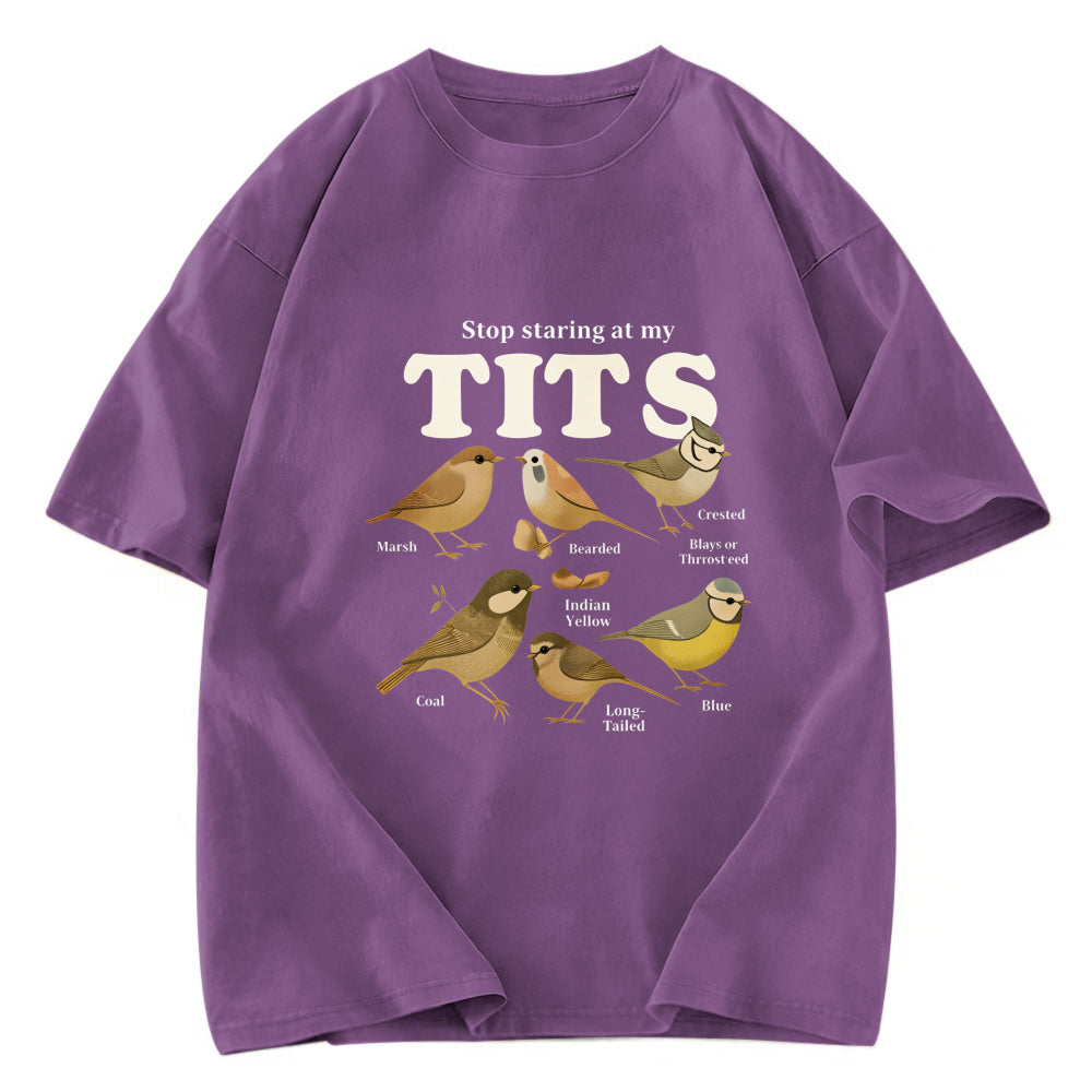 Tokyosol Stop Staring At My Tits Meme Bird Washed T Shirt