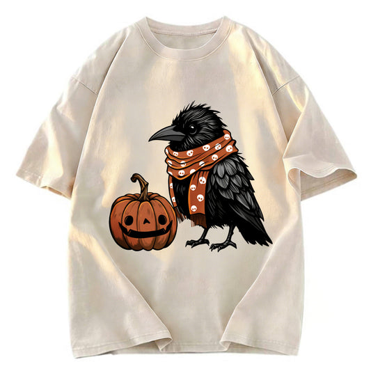 Tokyosol Crow And Pumpkin Back Washed T Shirt