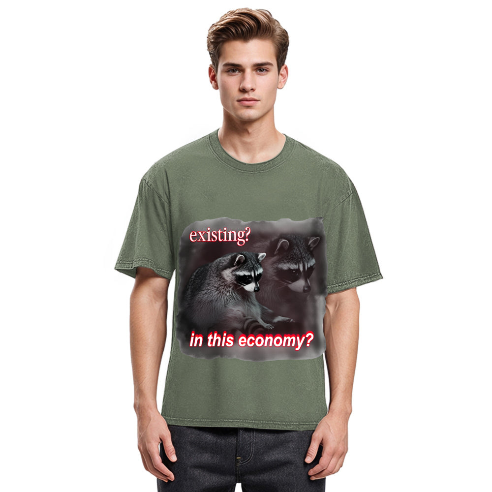 Tokyosol Economy Raccoon Meme Washed T Shirt