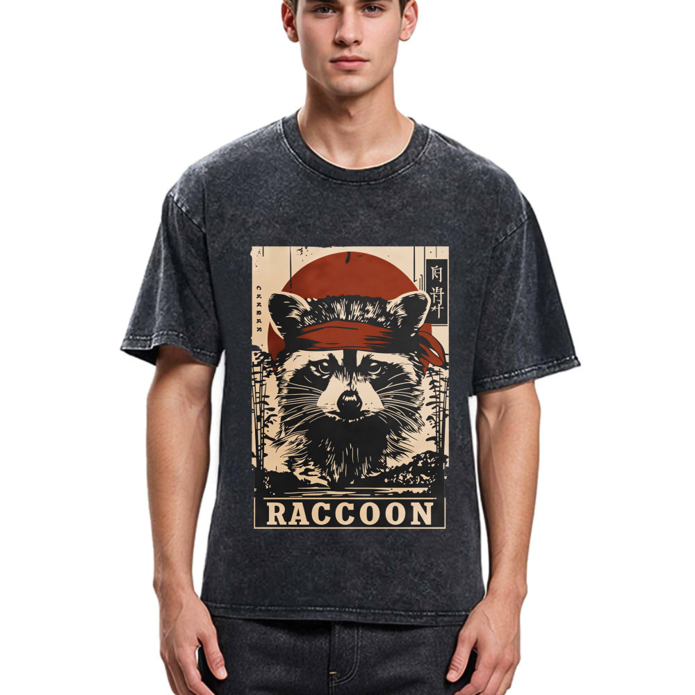 Tokyosol Raccoon Commando Vintage Washed T Shirt
