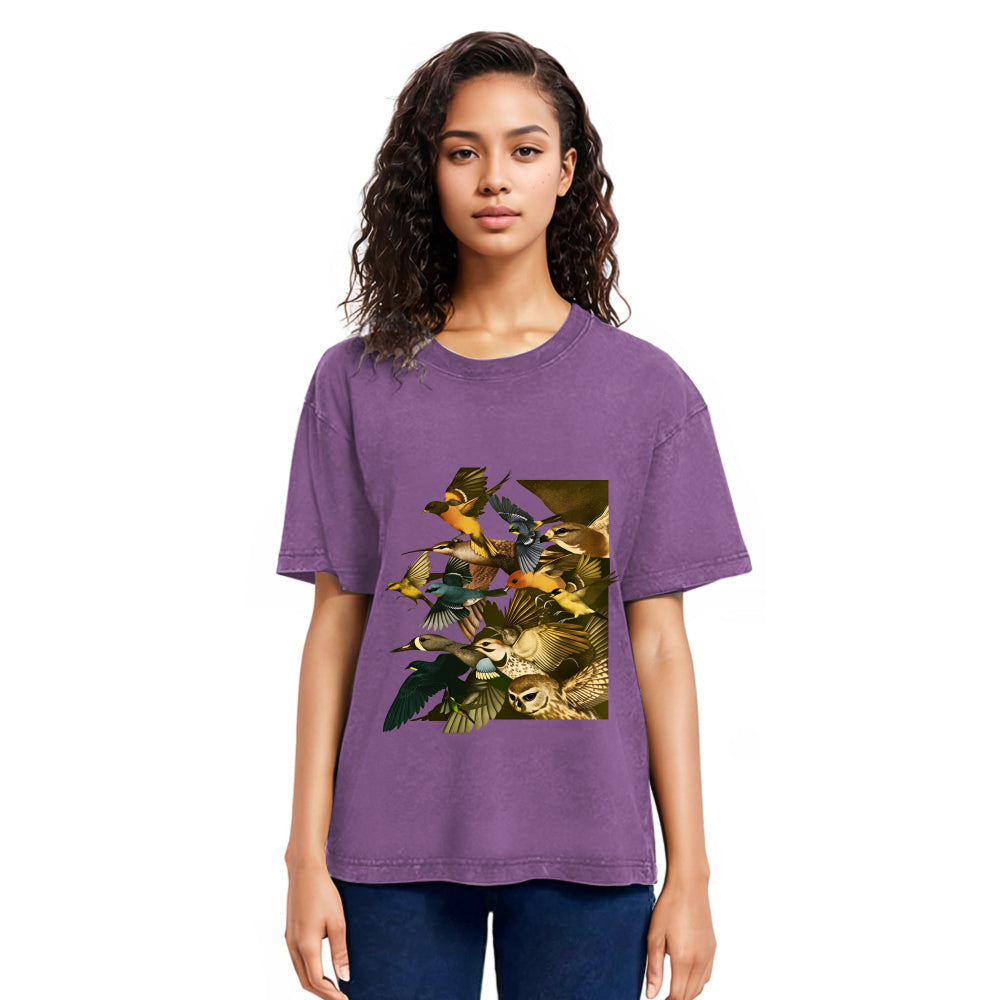Tokyosol Flock Of Flying Birds Washed T Shirt