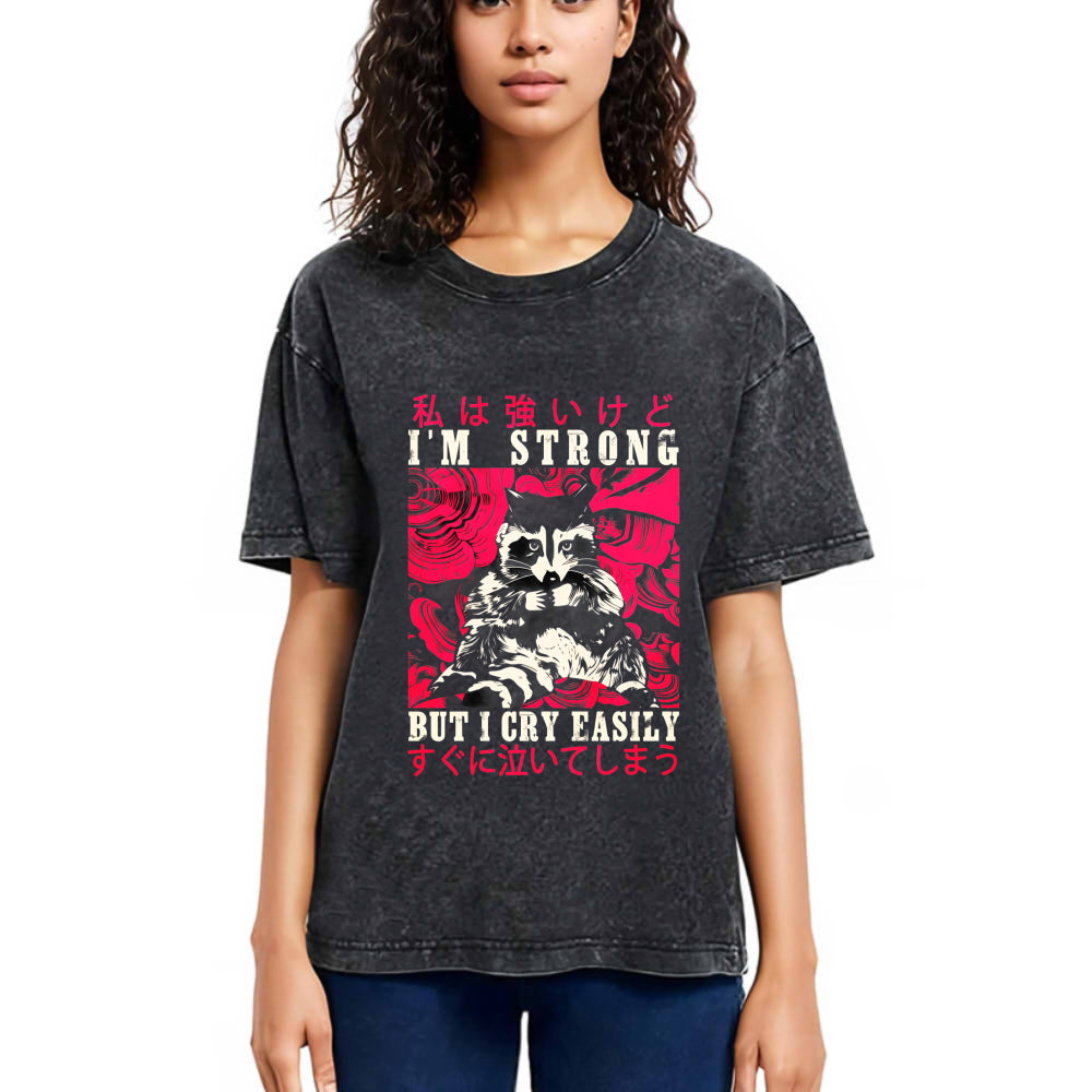 Tokyosol I Am Strong Raccoon Washed T Shirt