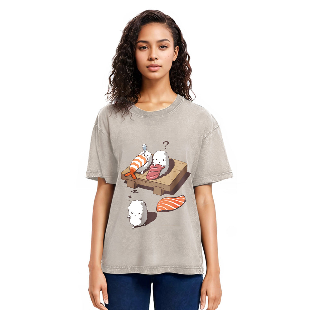 Tokyosol Funny Sleep Walking Nigiri Sushi Washed T Shirt