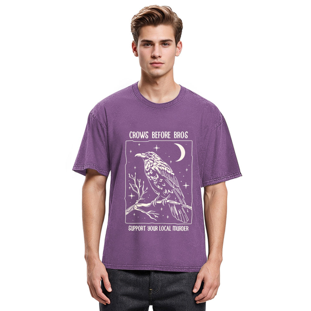 Tokyosol Funny Crows Before Bros Washed T Shirt
