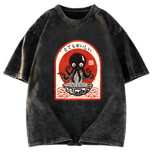 Tokyosol Ramen Lover Octopus Washed T Shirt