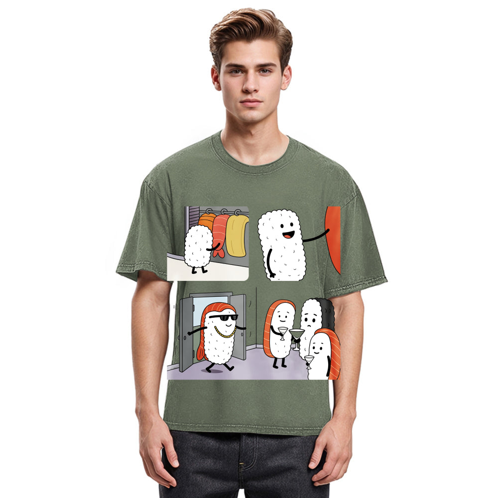 Tokyosol Sushi At The Party Washed T Shirt