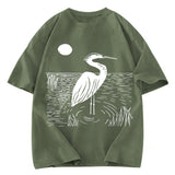 Tokyosol Woodcut Crested Lbis Washed T Shirt
