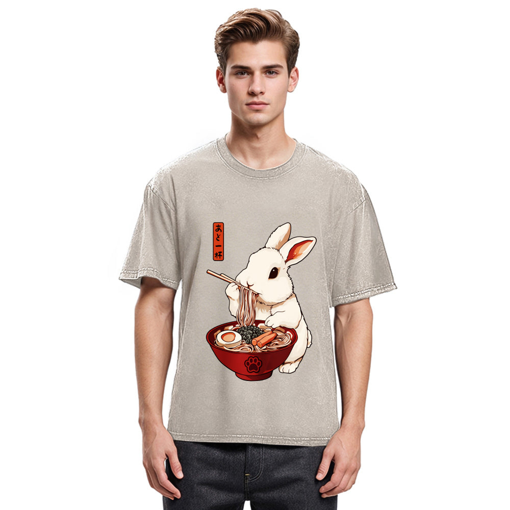 Tokyosol Bunny:One More Bowl, Please! Washed T-Shirt