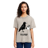 Tokyosol Crow Drinking Black Coffee Funny Washed T Shirt