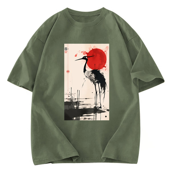 Tokyosol Japanese Crane Washed T Shirt