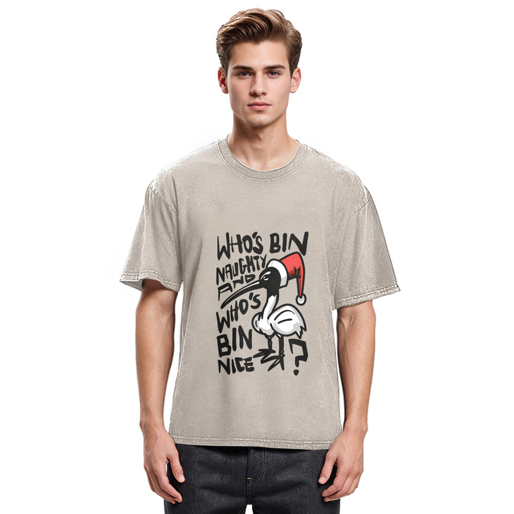 Tokyosol Christmas Bin Chicken Washed T Shirt