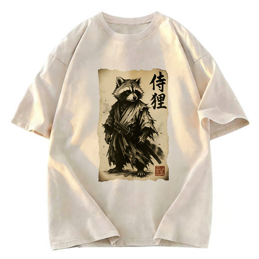 Tokyosol Samurai Raccoon Washed T Shirt