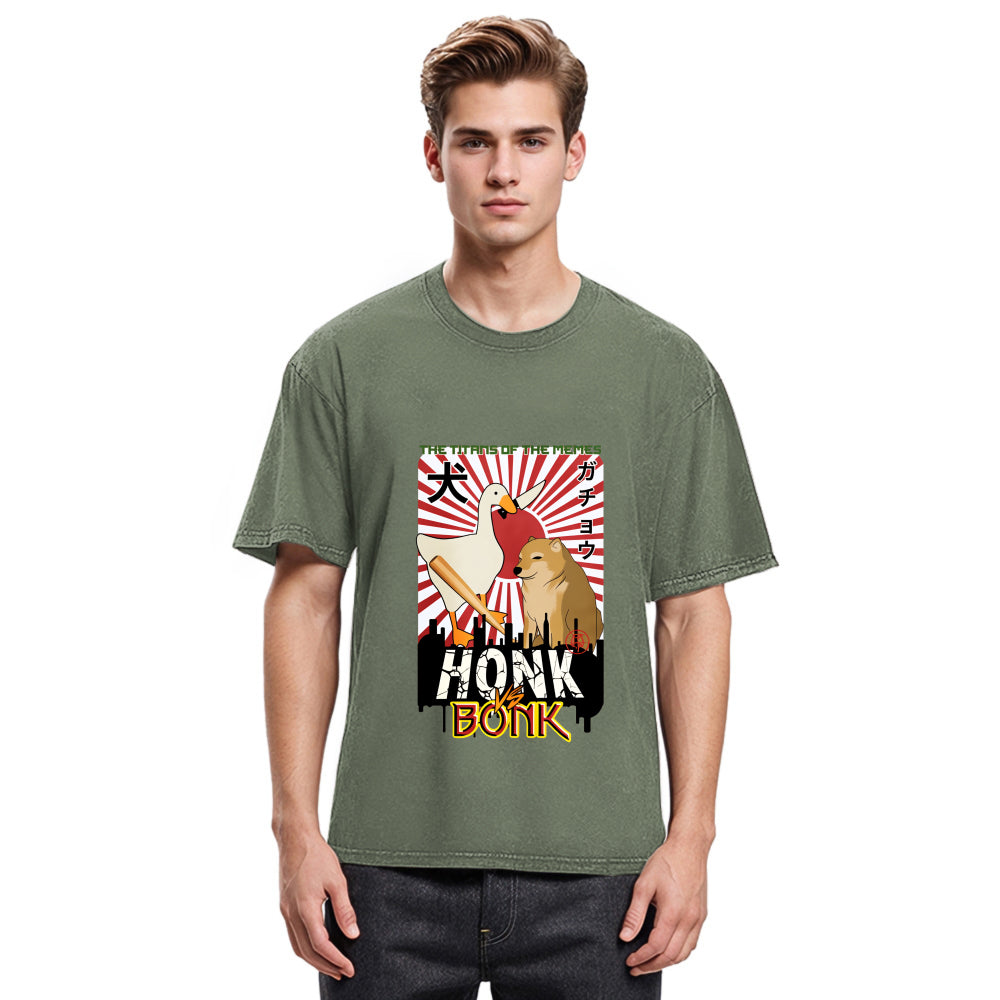 Tokyosol Honk Vs Bonk Meme Washed T Shirt