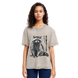 Tokyosol Funny Kawaii Raccoon Washed T Shirt