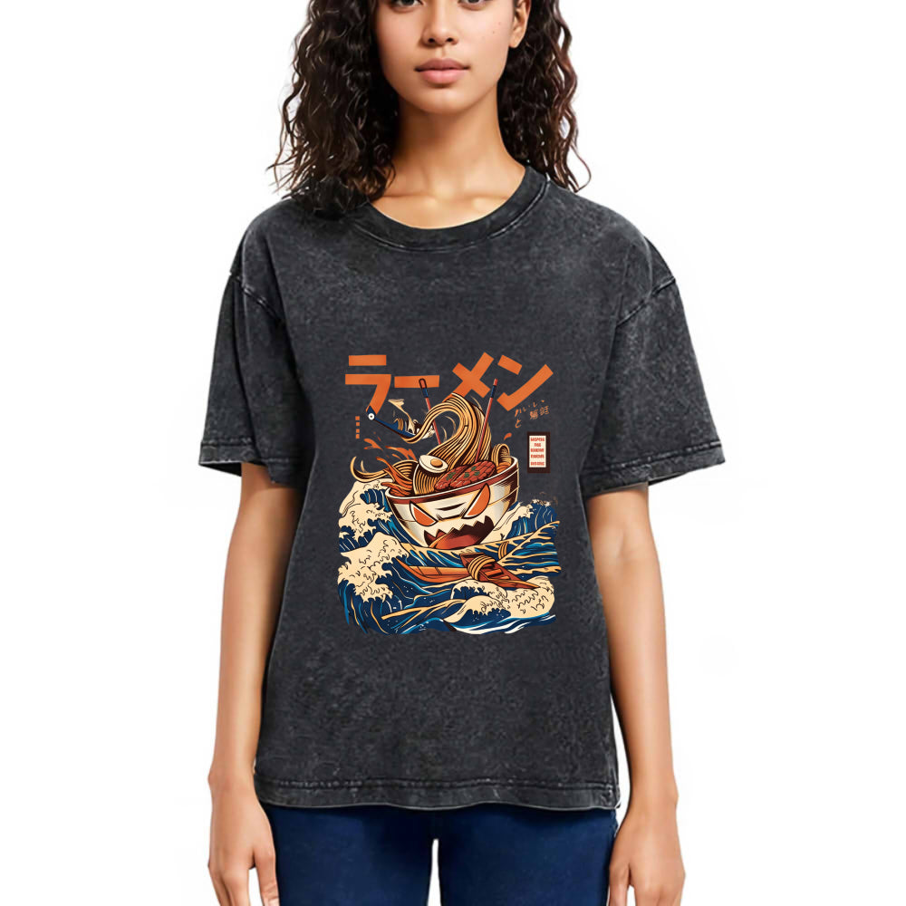 Tokyosol The Great Wave Ramen Yokai Washed T Shirt