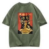 Tokyosol Tiger Eating Delicious Ramen Washed T-Shirt