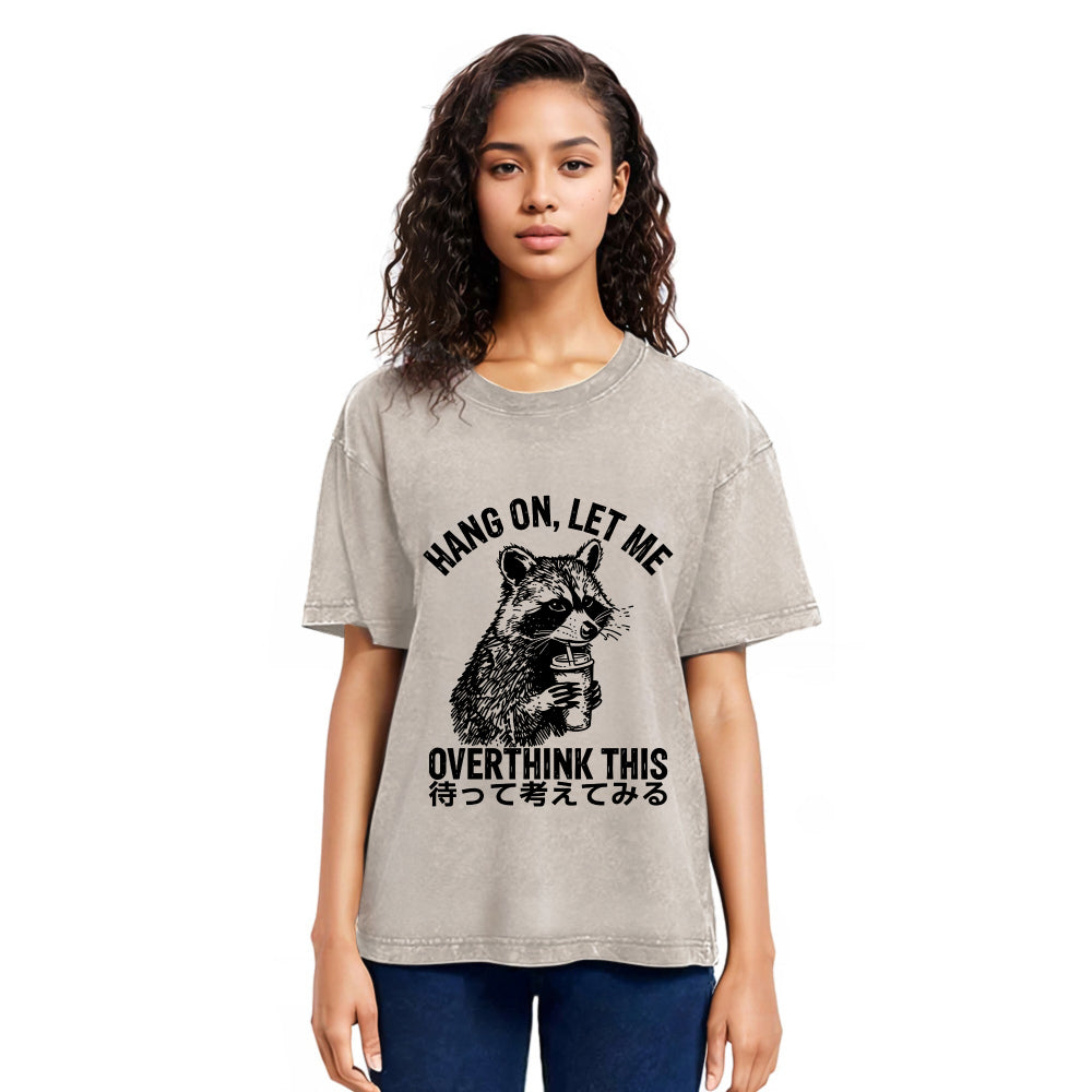 Tokyosol Overthink Raccoon Back Washed T Shirt