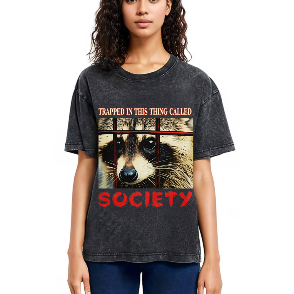 Tokyosol Society Raccoon Washed T Shirt