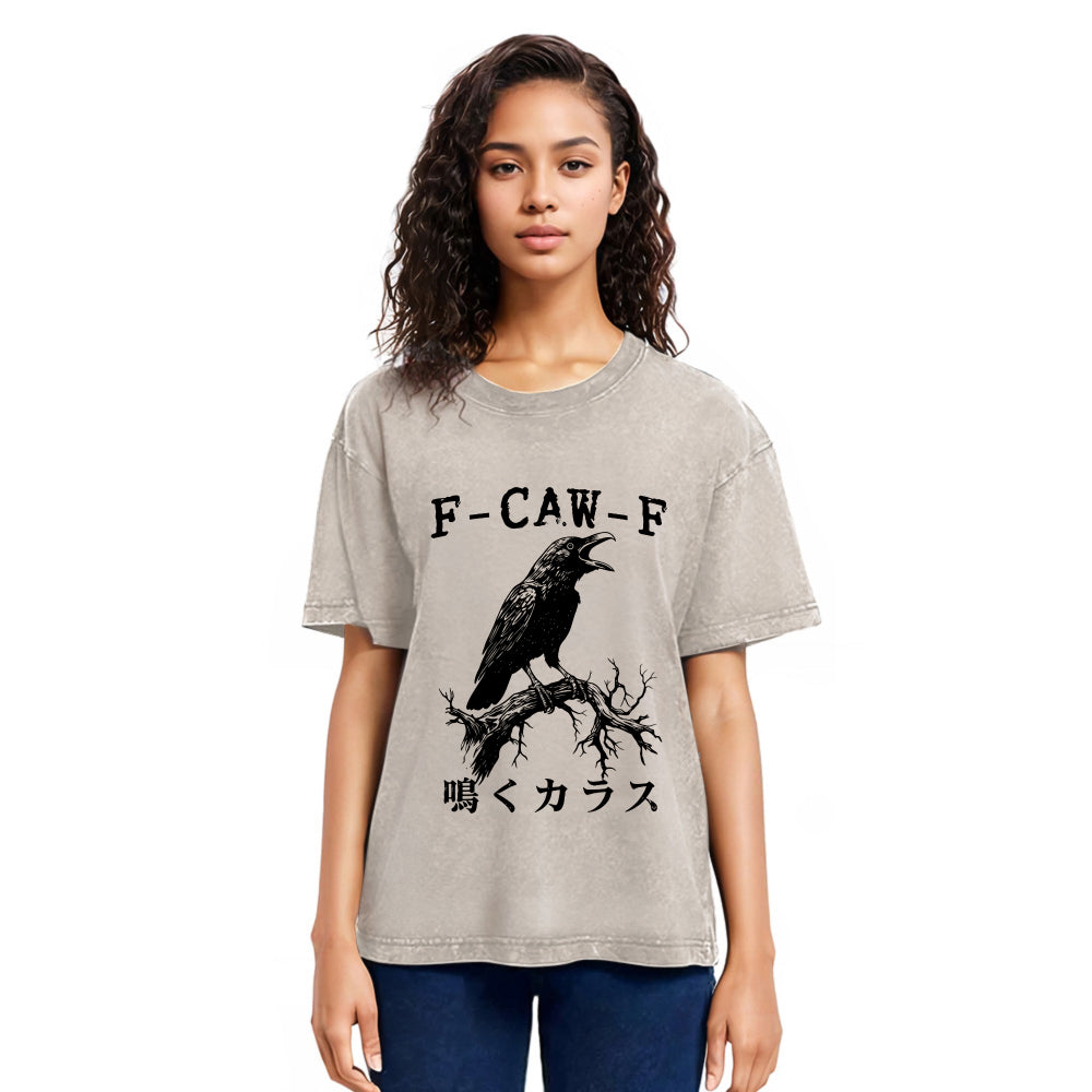 Tokyosol Funny Crow Call Washed T Shirt