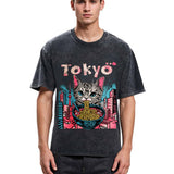 Tokyosol Tokyo Ramen Pink Cat Washed T Shirt
