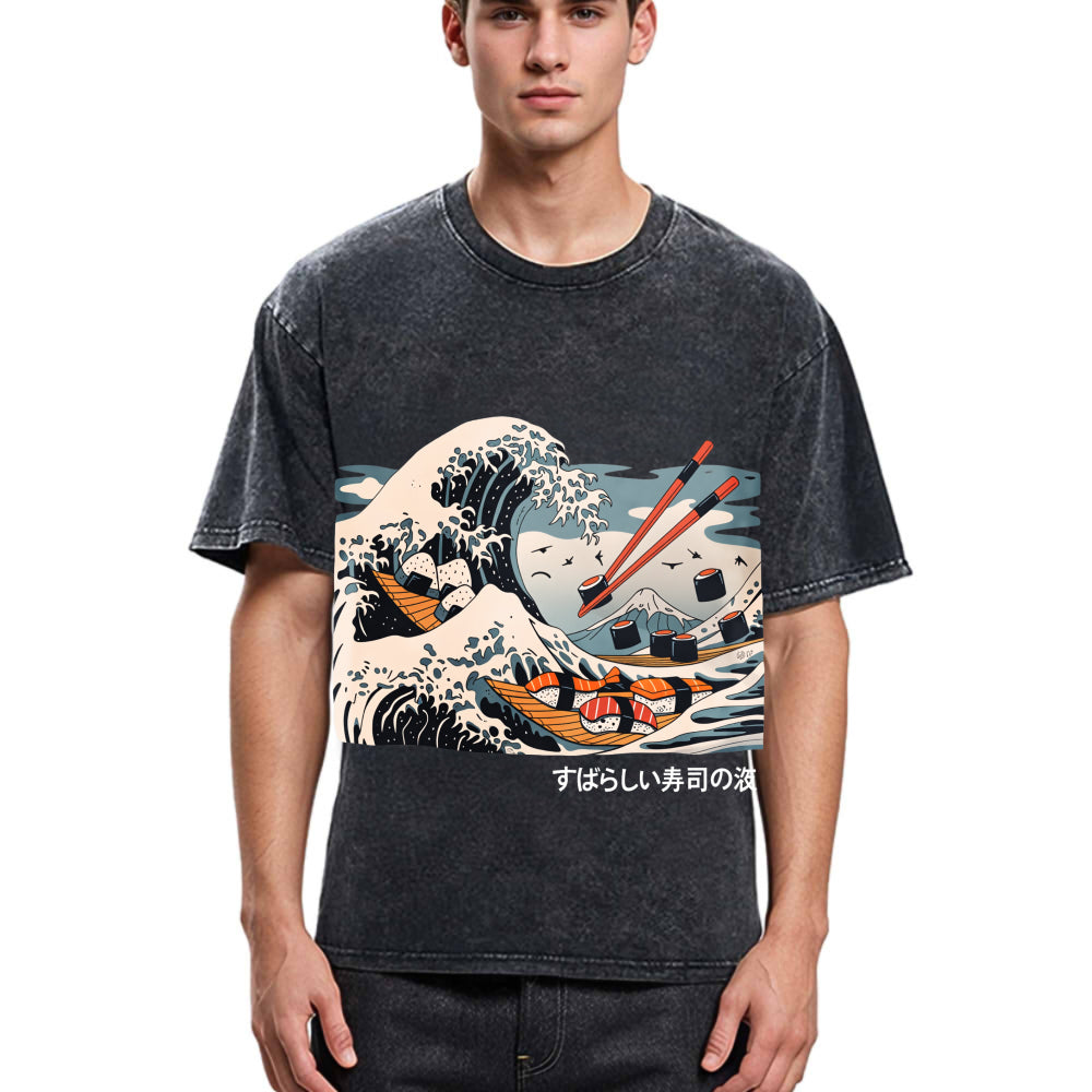 Tokyosol The Great Sushi Wave Washed T Shirt