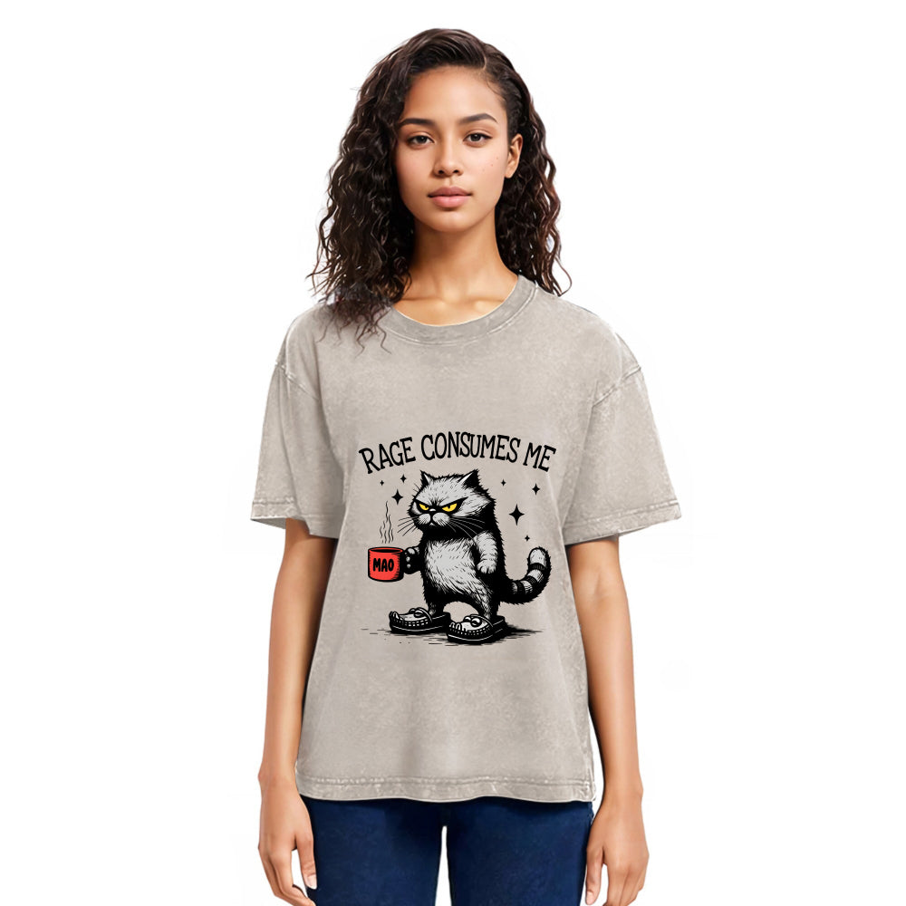 Tokyosol Rage Consumes Me Cat Washed T Shirt
