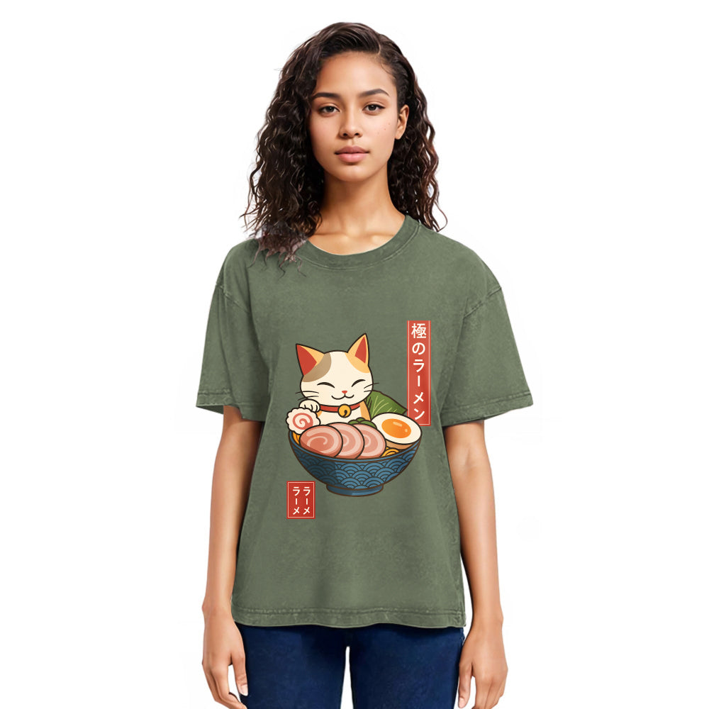 Tokyosol Neko Ramen Washed T Shirt