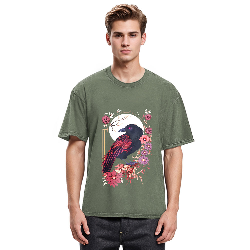 Tokyosol Goth Raven Moon Washed T Shirt