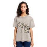 Tokyosol Japanese Bird And Wood Painting Washed T Shirt
