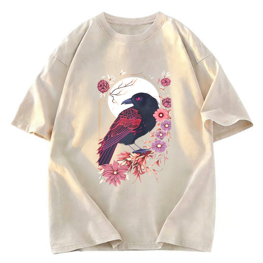 Tokyosol Goth Raven Moon Washed T Shirt