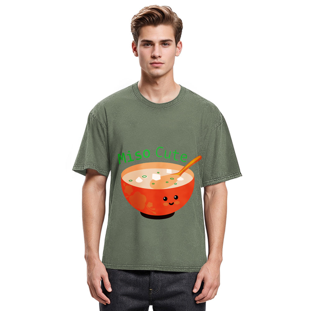 Tokyosol Miso Cute Washed Zip T Shirt
