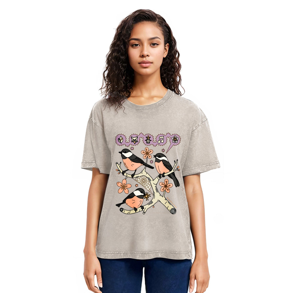 Tokyosol Chickadee Fleece Lined T Shirt