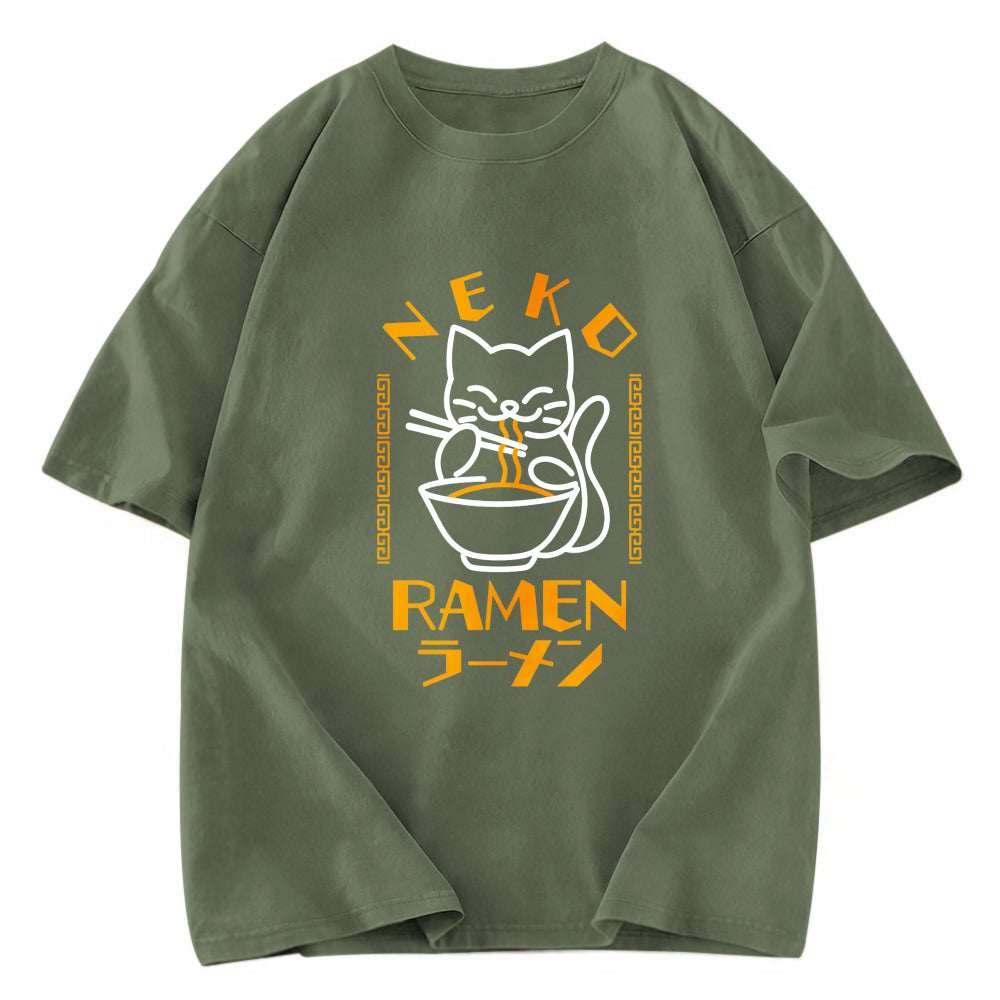 Tokyosol Cat Obsessed With Ramen Washed T Shirt