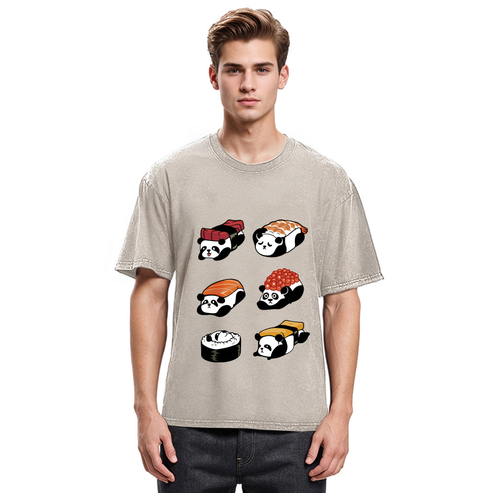 Tokyosol Panda Sushi Washed T Shirt
