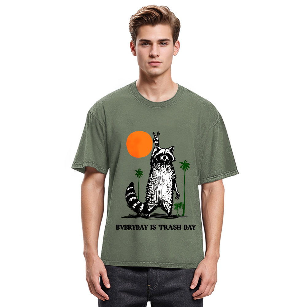Tokyosol Everyday Is Trash Day Raccoon Washed T Shirt
