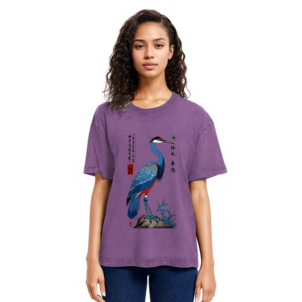 Tokyosol Colorful Crane Washed T Shirt