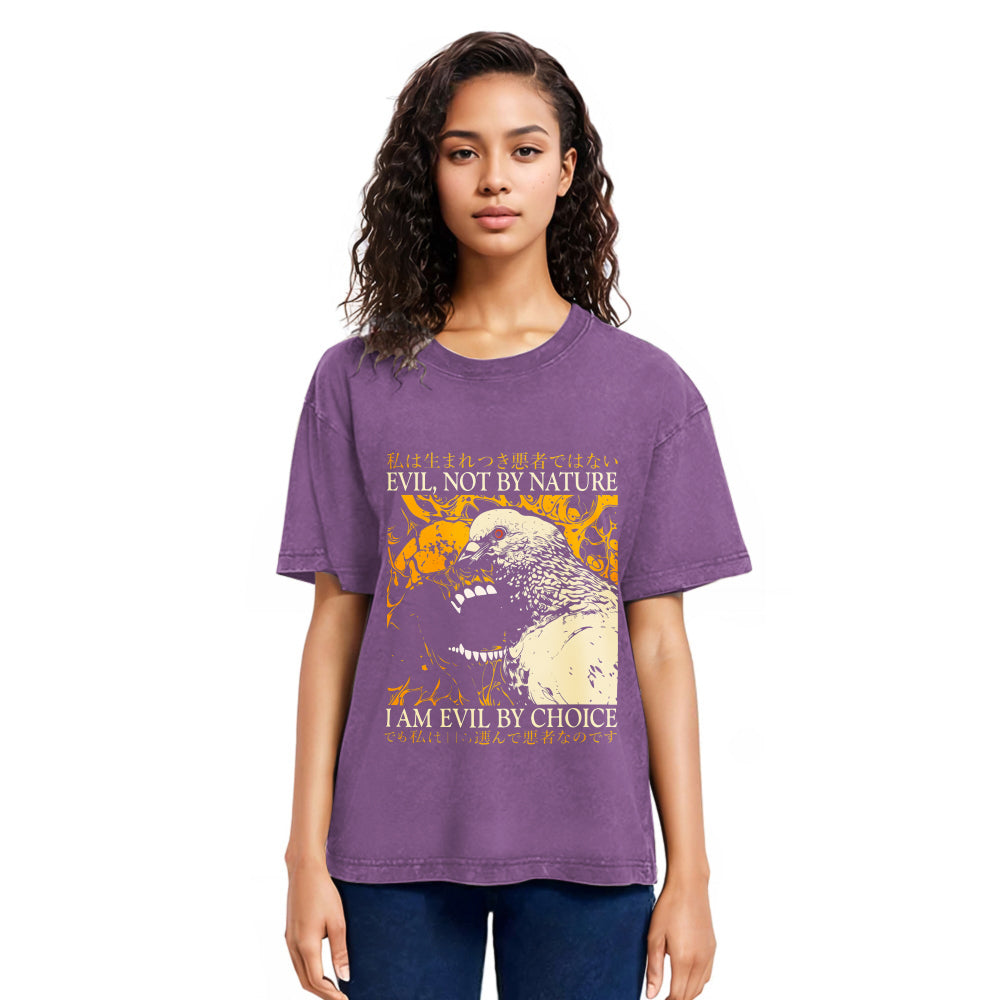 Tokyosol Evil By Choice Funny Japanese Pigeon Washed T Shirt