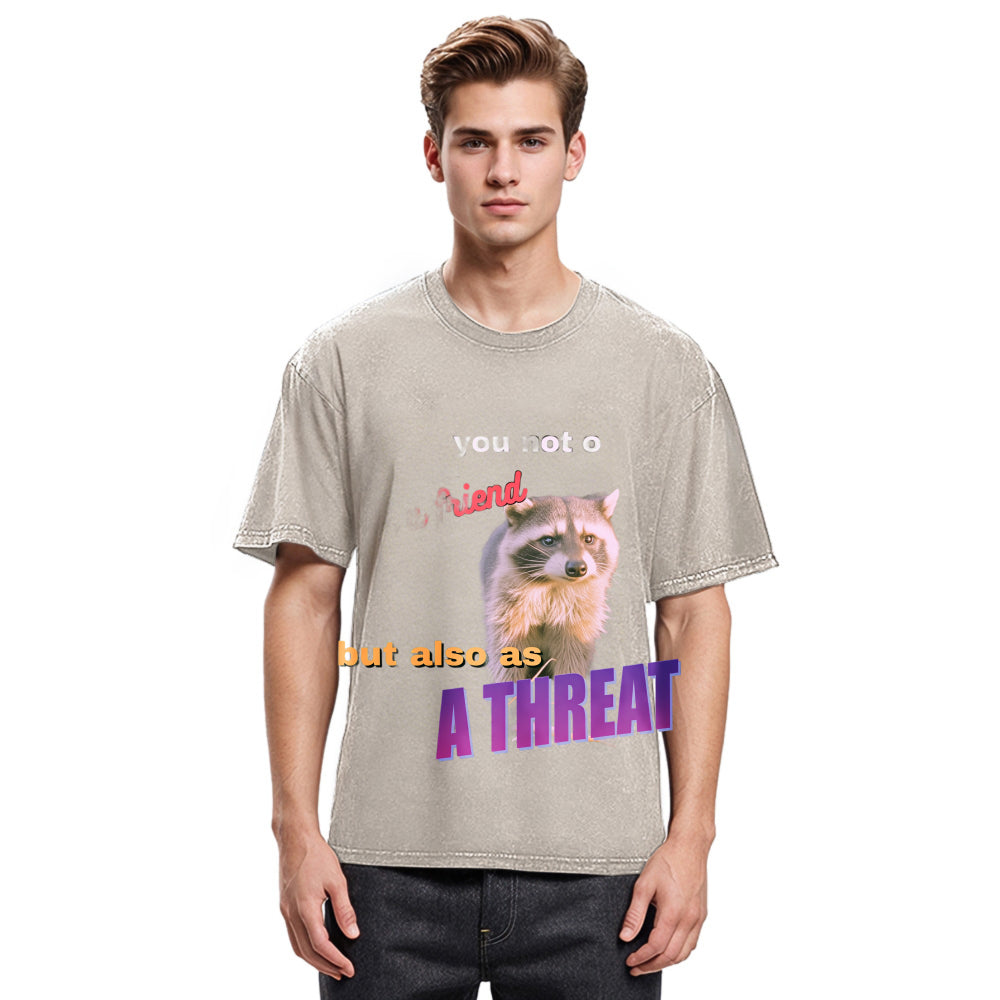 Tokyosol Viral Raccoon Meme Washed T Shirt