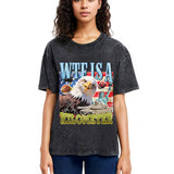 Tokyosol Funny Eagle Meme Washed T Shirt