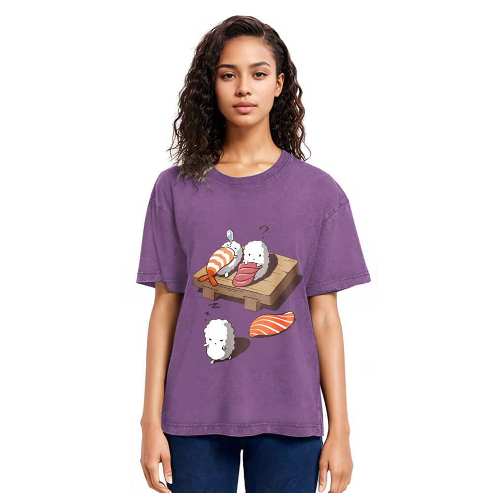 Tokyosol Funny Sleep Walking Nigiri Sushi Washed T Shirt