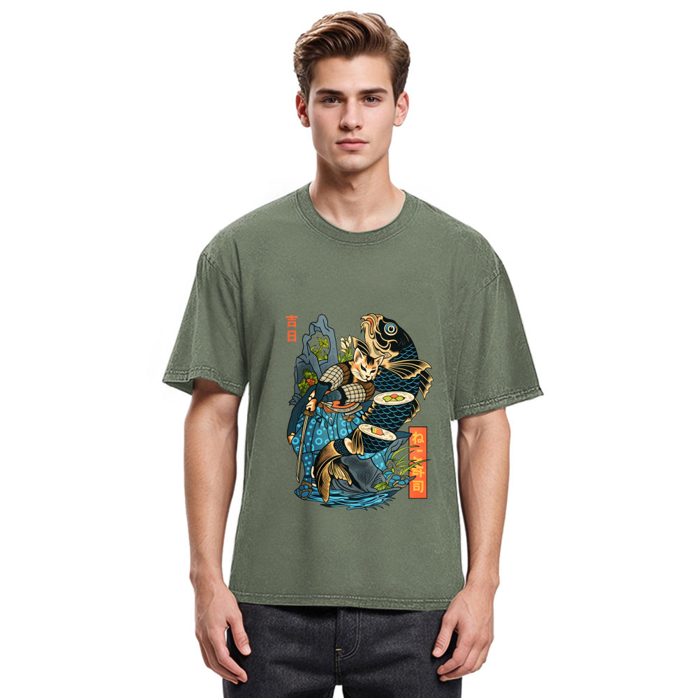 Tokyosol Neko Sushi Washed T Shirt