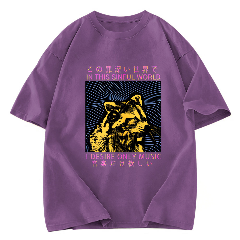 Tokyosol Raccoon Listening To Music Washed T Shirt