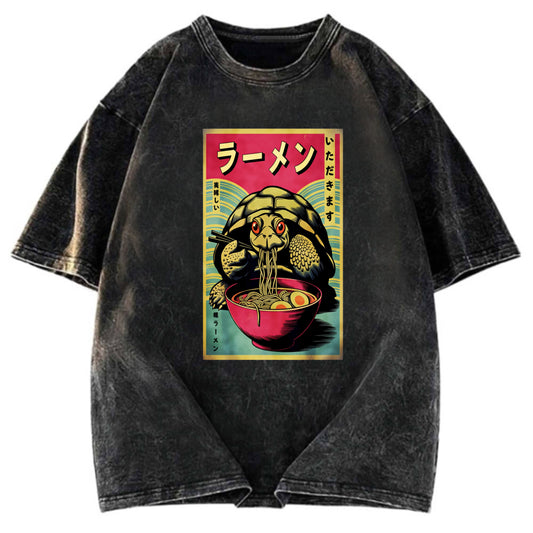 Tokyosol Turtle Eating Ramen Washed T Shirt